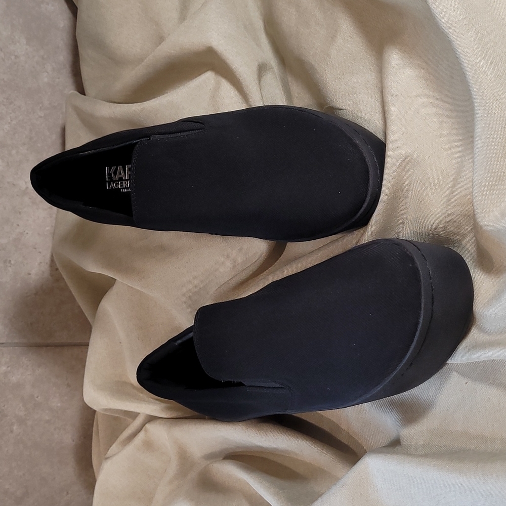 Karl Lagerfeld Black Platform Slip-On Sneakers